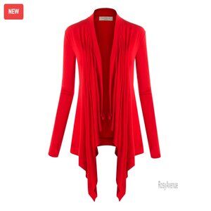 Draped Front Asymmetrical Cardigan Lightweight Duster Casual Long Sleeve Sweater